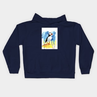 Puffin Watercolor Painting Kids Hoodie